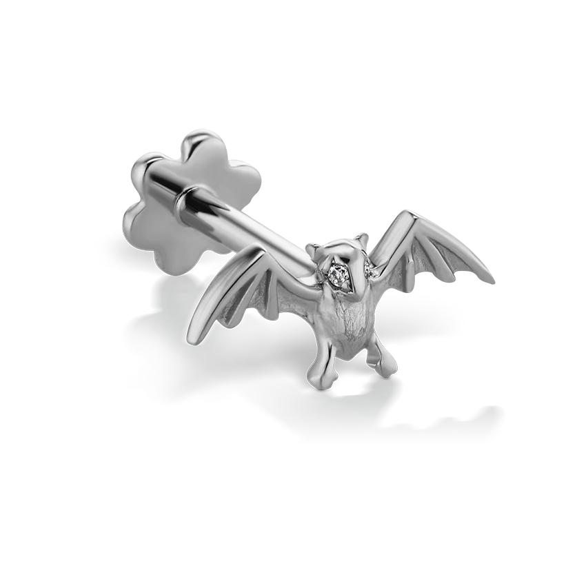 Diamond Eye Bat Threaded Stud Earring With Titanium Backing - Image 4