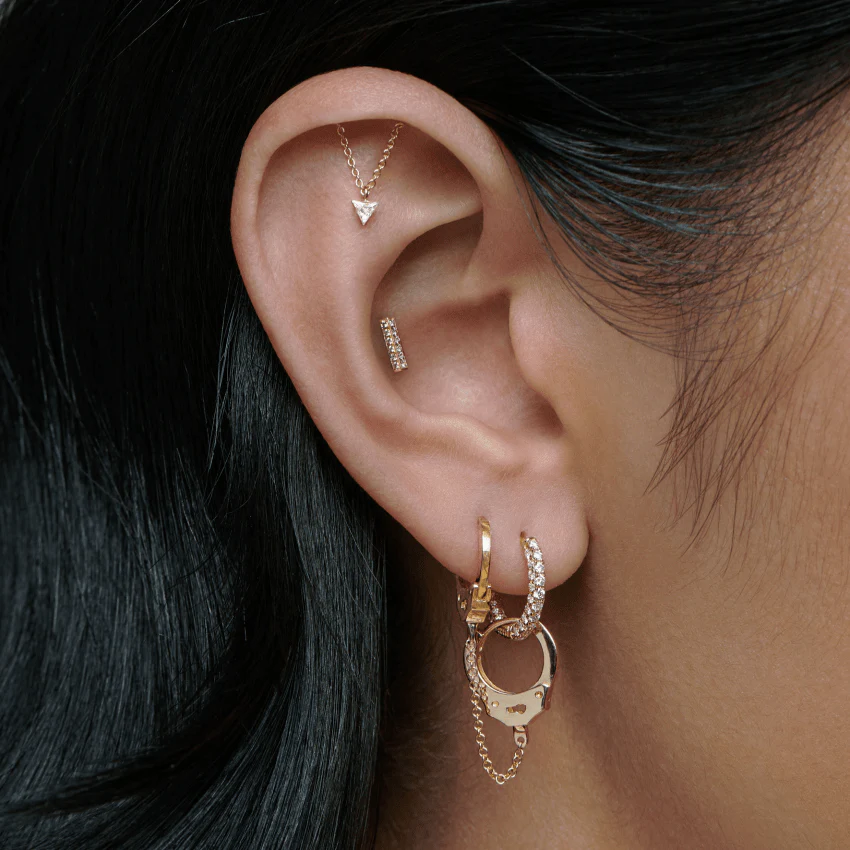 Diamond Five Row Pavé Hoop Earring (Bottom Hinge) - Image 12
