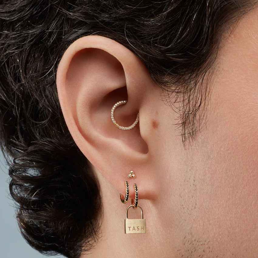 Diamond Five Row Pavé Hoop Earring (Bottom Hinge) - Image 38
