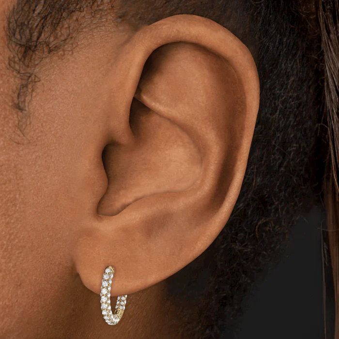 Diamond Five Row Pavé Hoop Earring (Bottom Hinge) - Image 40