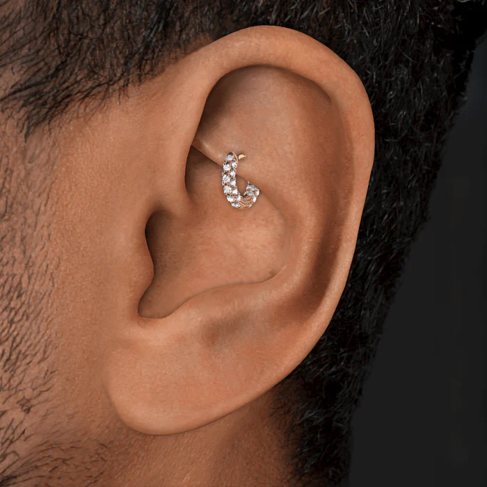 Diamond Five Row Pavé Hoop Earring (Bottom Hinge) - Image 44