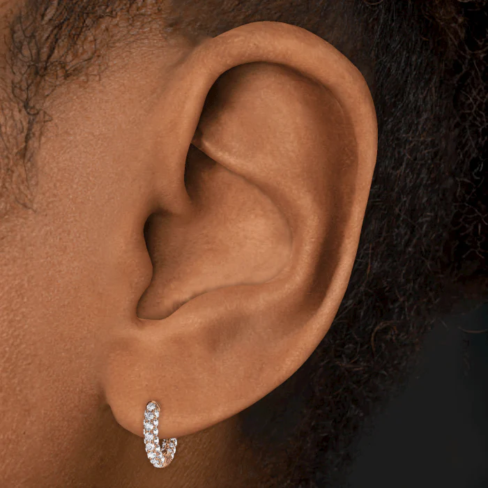 Diamond Five Row Pavé Hoop Earring (Bottom Hinge) - Image 50