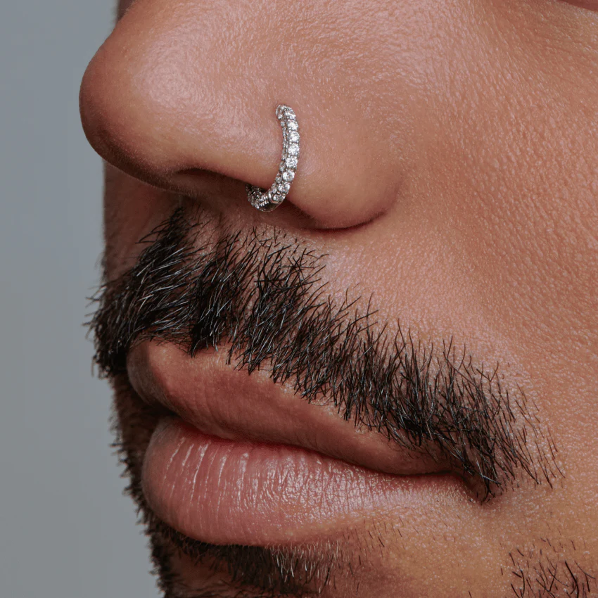Diamond Five Row Pavé Hoop Earring (Bottom Hinge) - Image 52