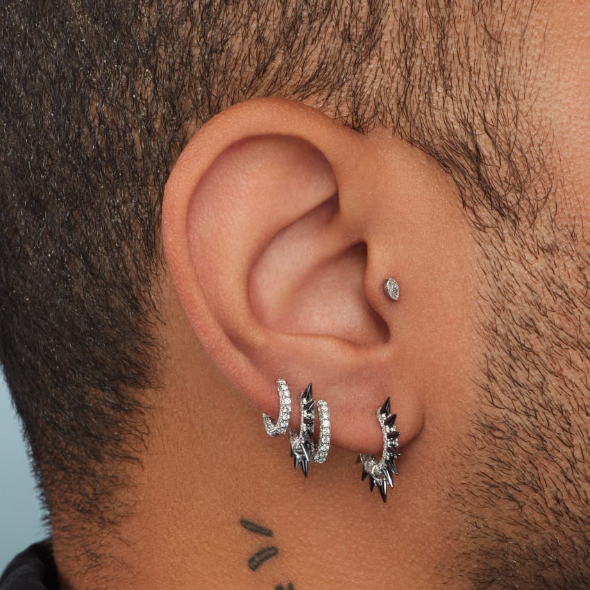 Diamond Five Row Pavé Hoop Earring (Bottom Hinge) - Image 54