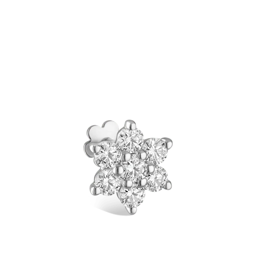 Diamond Flower Threaded Stud Earring - Image 20