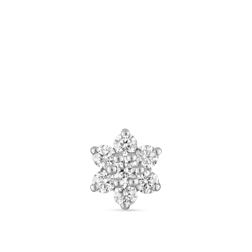 Diamond Flower Threaded Stud Earring With Titanium Backing - Image 18