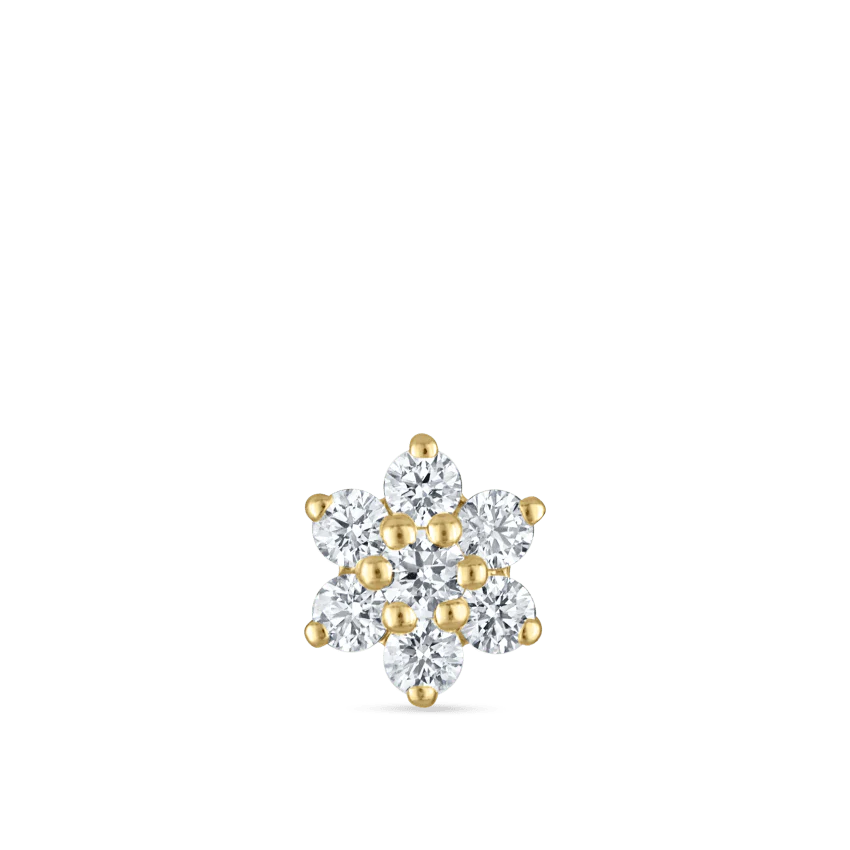 Diamond Flower Threaded Stud Earring With Titanium Backing - Image 38