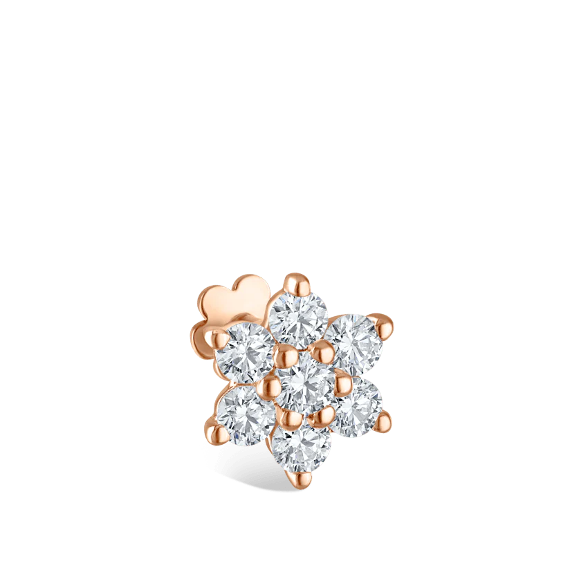 Diamond Flower Threaded Stud Earring With Titanium Backing - Image 59