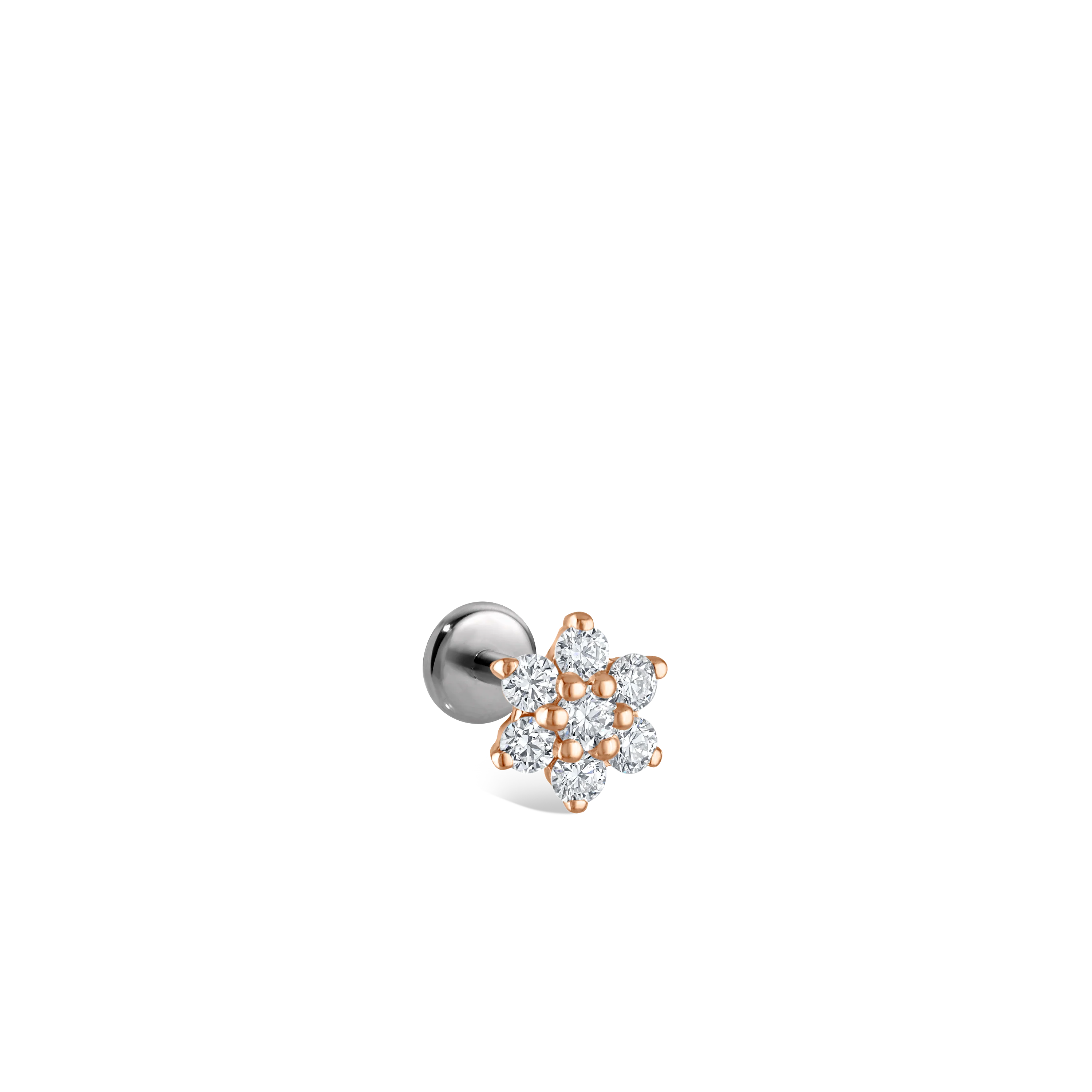 Diamond Flower Threaded Stud Earring With Titanium Backing - Image 66
