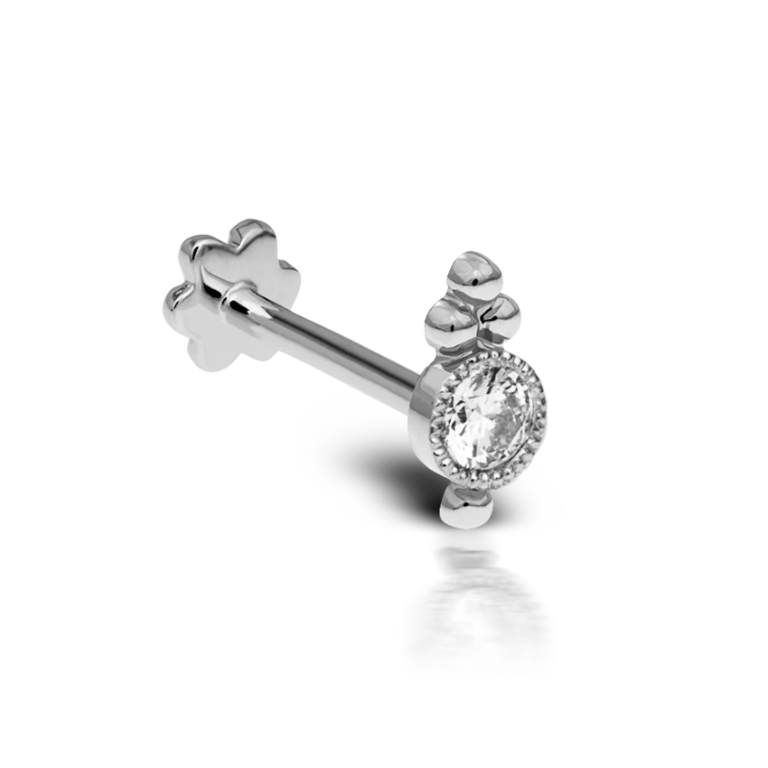 Diamond Four Ball Trinity Threaded Stud Earring With Titanium Backing - Image 2