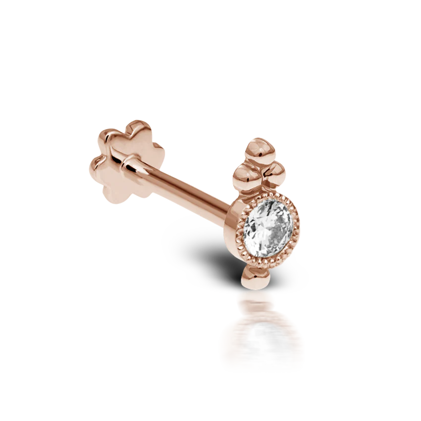 Diamond Four Ball Trinity Threaded Stud Earring With Titanium Backing - Image 7