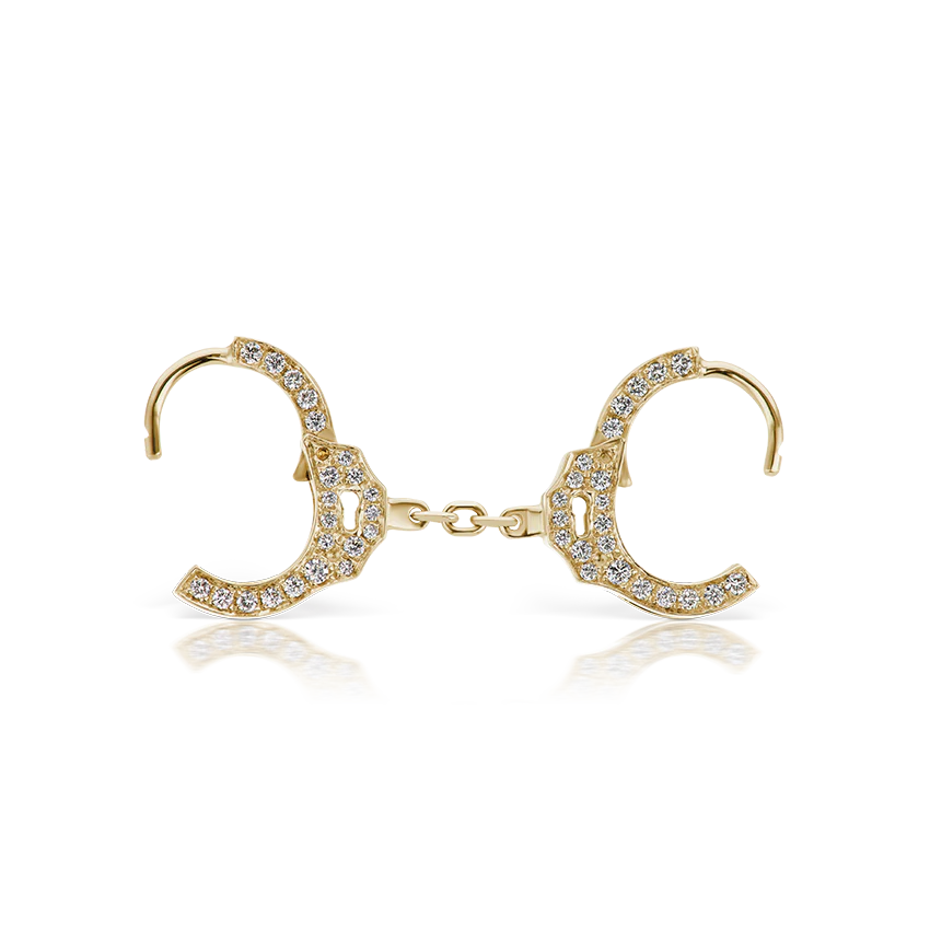 Diamond Handcuff Hoop Earring with Short Chain - Image 7