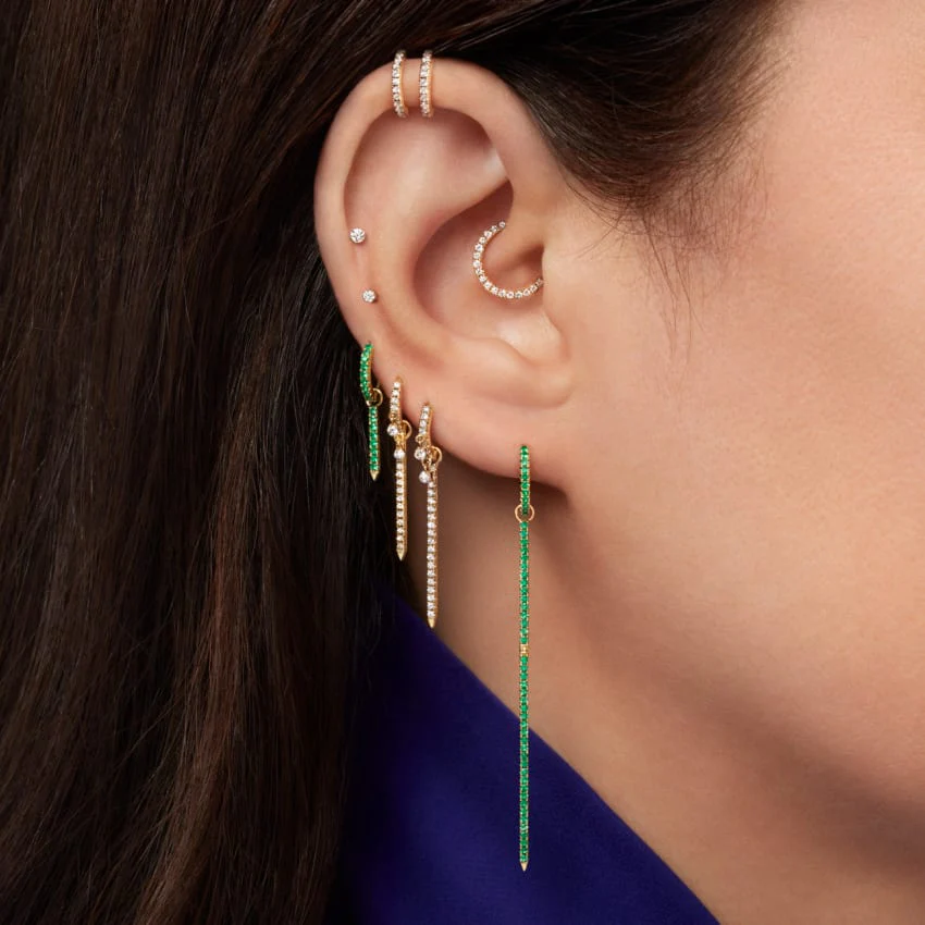 Diamond Horizontal Eternity Hoop Earring - Image 12