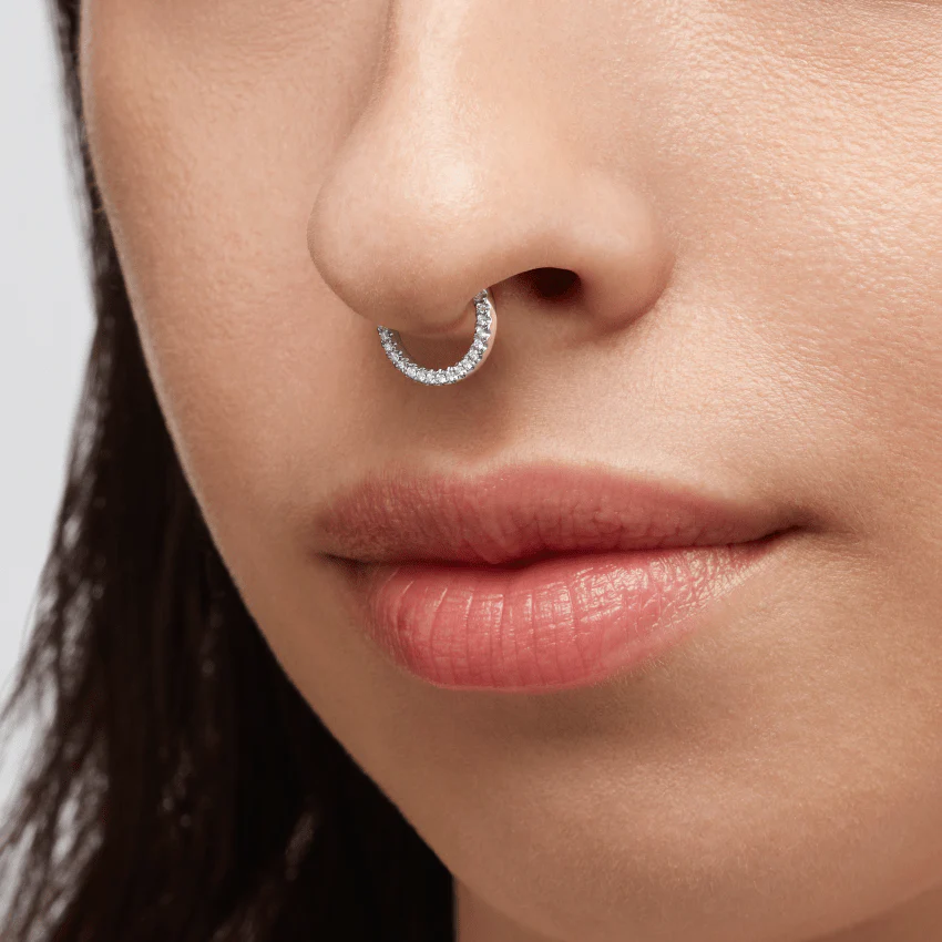 Diamond Horizontal Eternity Hoop Earring - Image 14