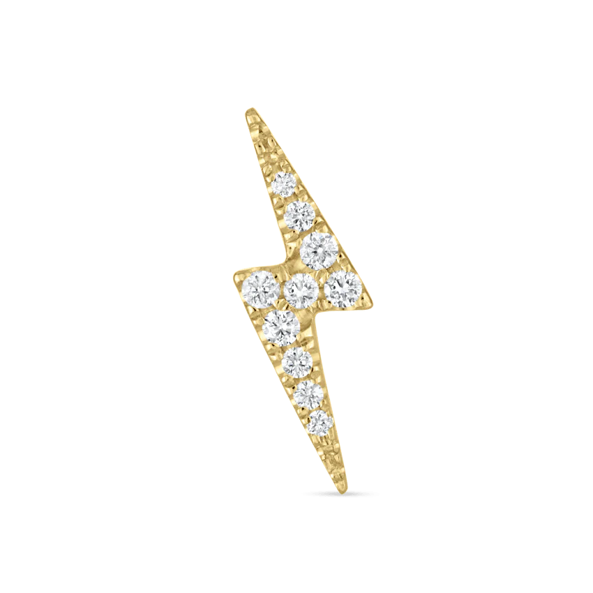 Diamond Lightning Bolt Threaded Stud Earring With Titanium Backing - Image 17