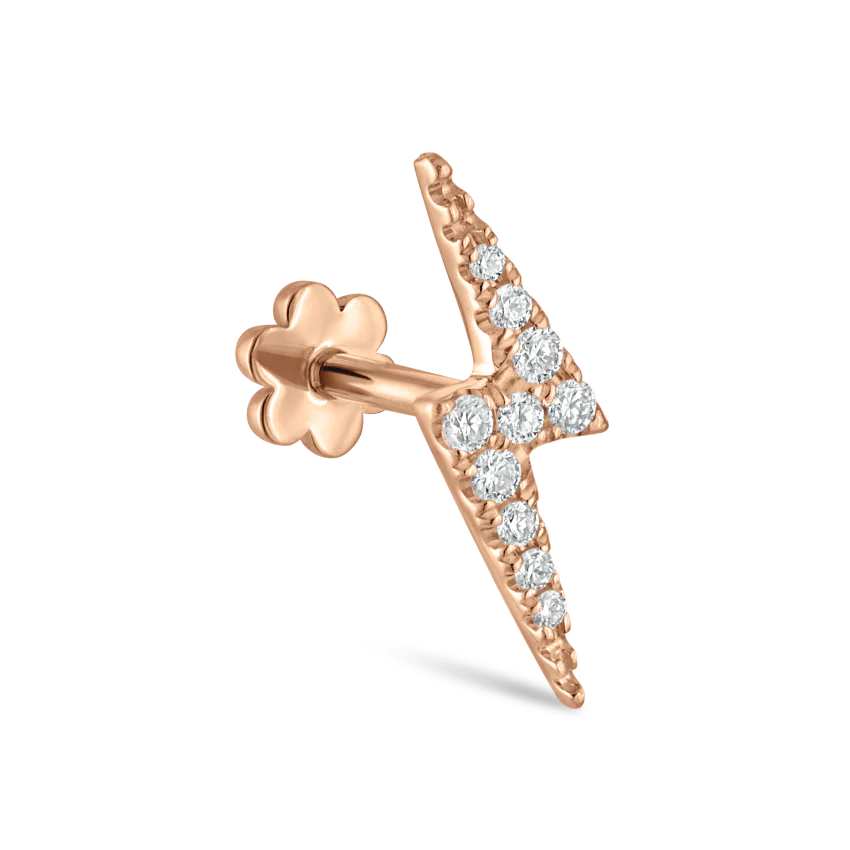 Diamond Lightning Bolt Threaded Stud Earring With Titanium Backing - Image 18