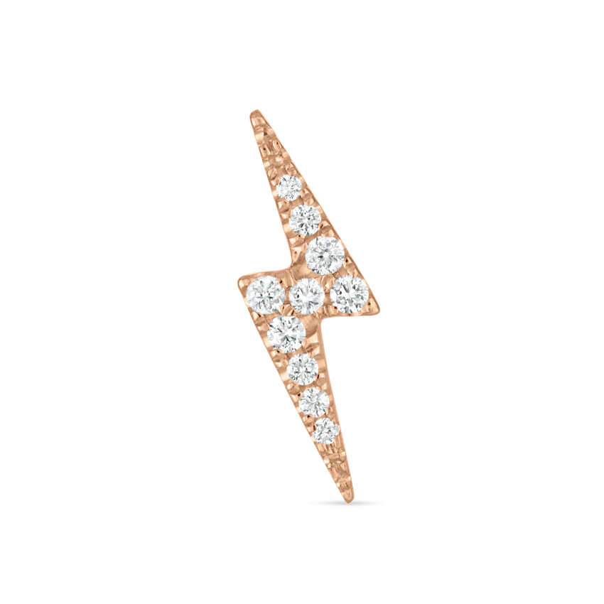 Diamond Lightning Bolt Threaded Stud Earring With Titanium Backing - Image 25