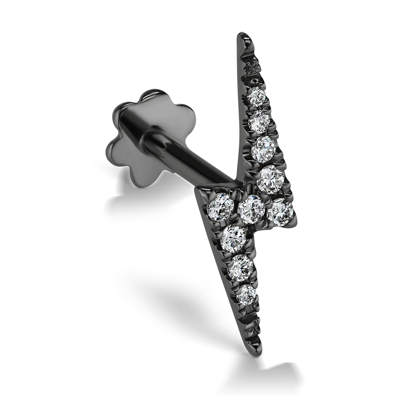 Diamond Lightning Bolt Threaded Stud Earring With Titanium Backing - Image 26