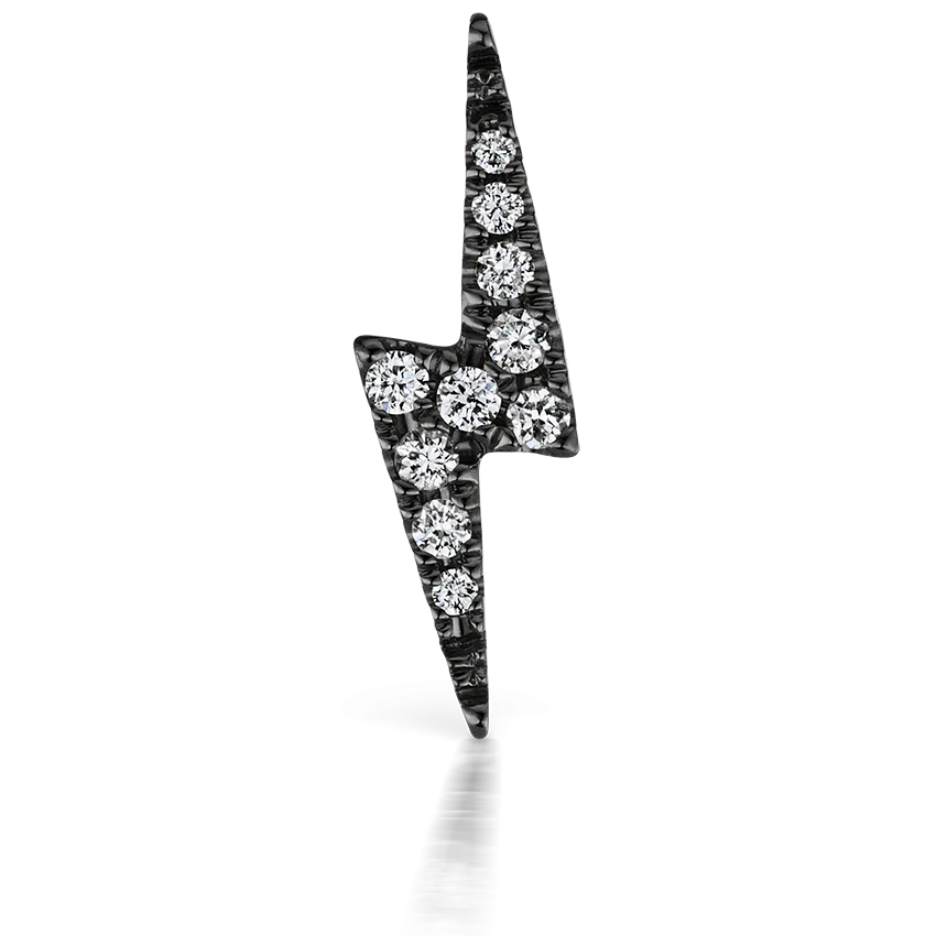 Diamond Lightning Bolt Threaded Stud Earring With Titanium Backing - Image 27