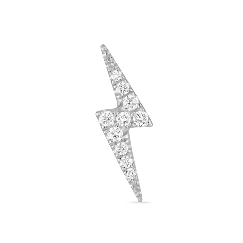 Diamond Lightning Bolt Threaded Stud Earring With Titanium Backing - Image 9