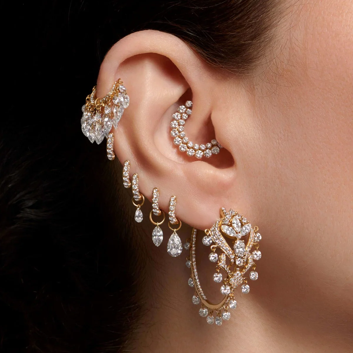 Diamond Lotus Cascade Hoop - Image 13