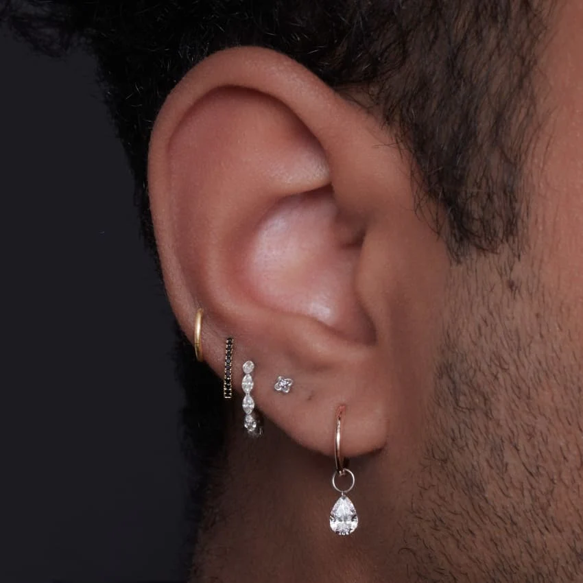 Diamond Lucky Clover Threaded Stud Earring - Image 10