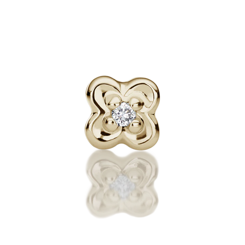 Diamond Lucky Clover Threaded Stud Earring With Titanium Backing - Image 6
