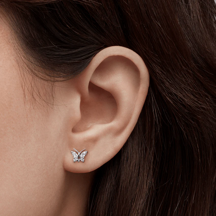 Diamond Marquise Butterfly Stud Earring - Image 4