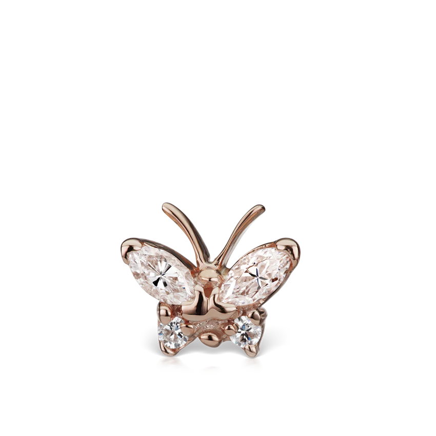 Diamond Marquise Butterfly Threaded Stud Earring - Image 11