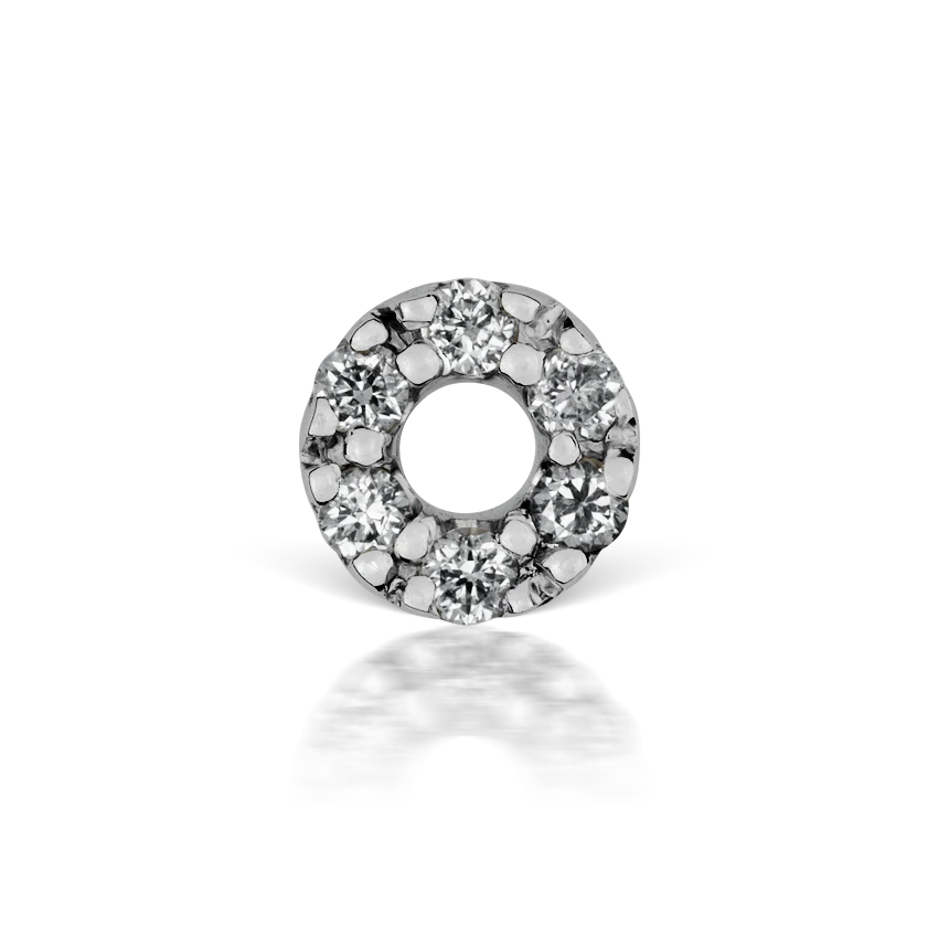 Diamond Micropavé Circle Threaded Stud Earring With Titanium Backing - Image 2