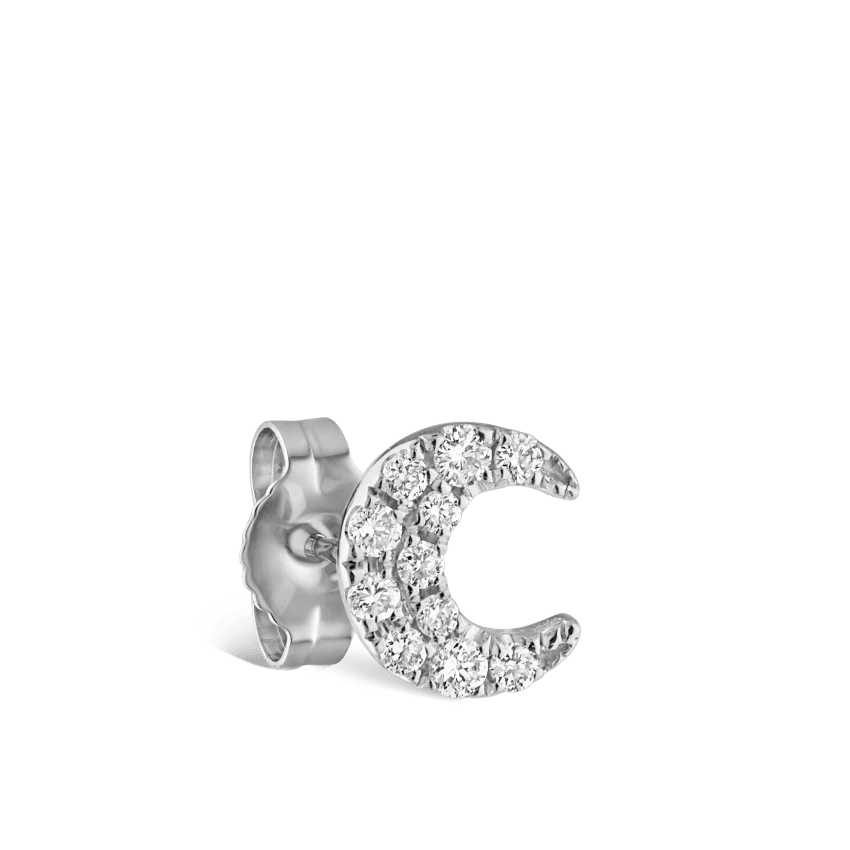 Diamond Moon Stud Earring