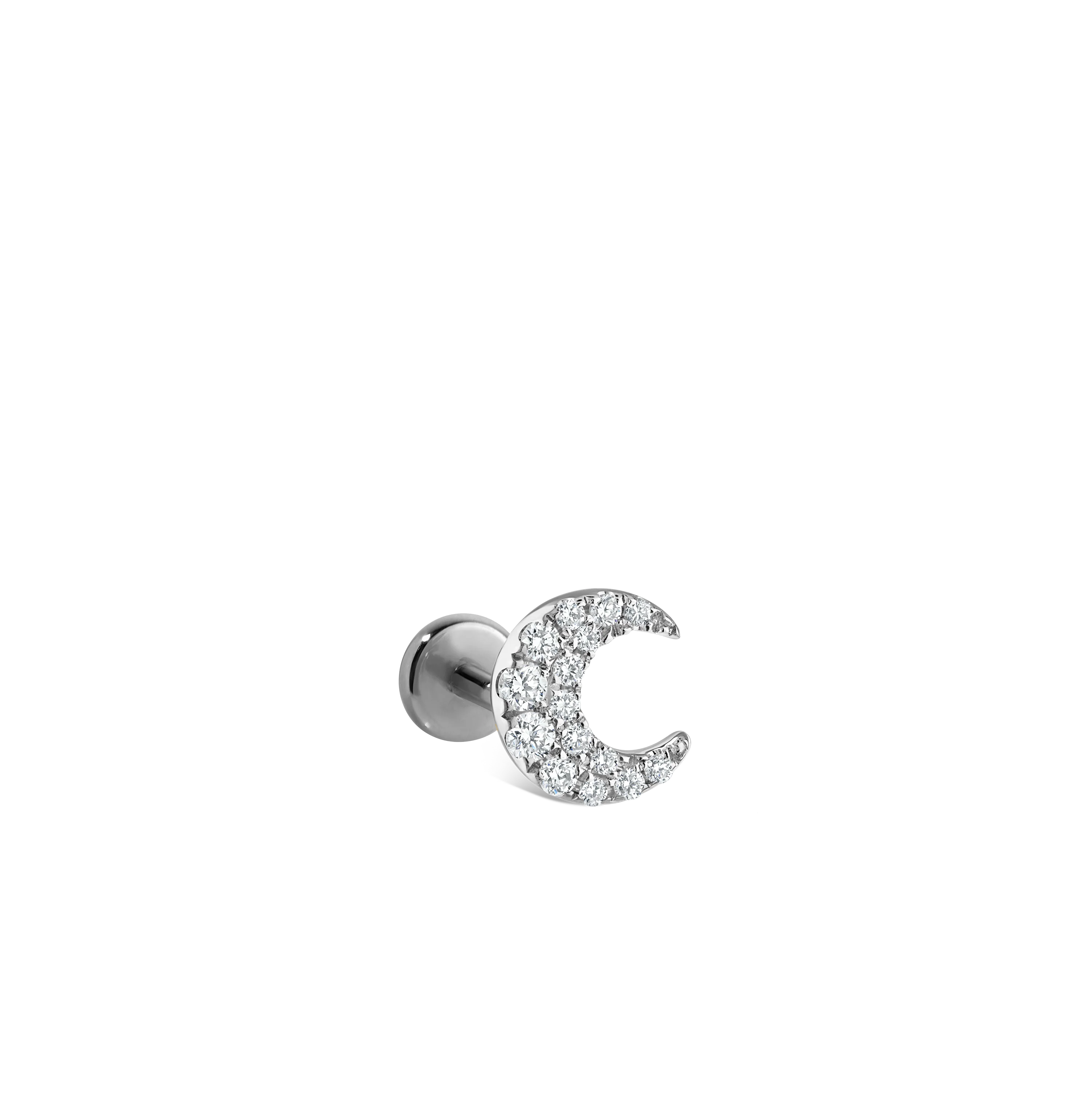 Diamond Moon Threaded Stud Earring With Titanium Backing - Image 2