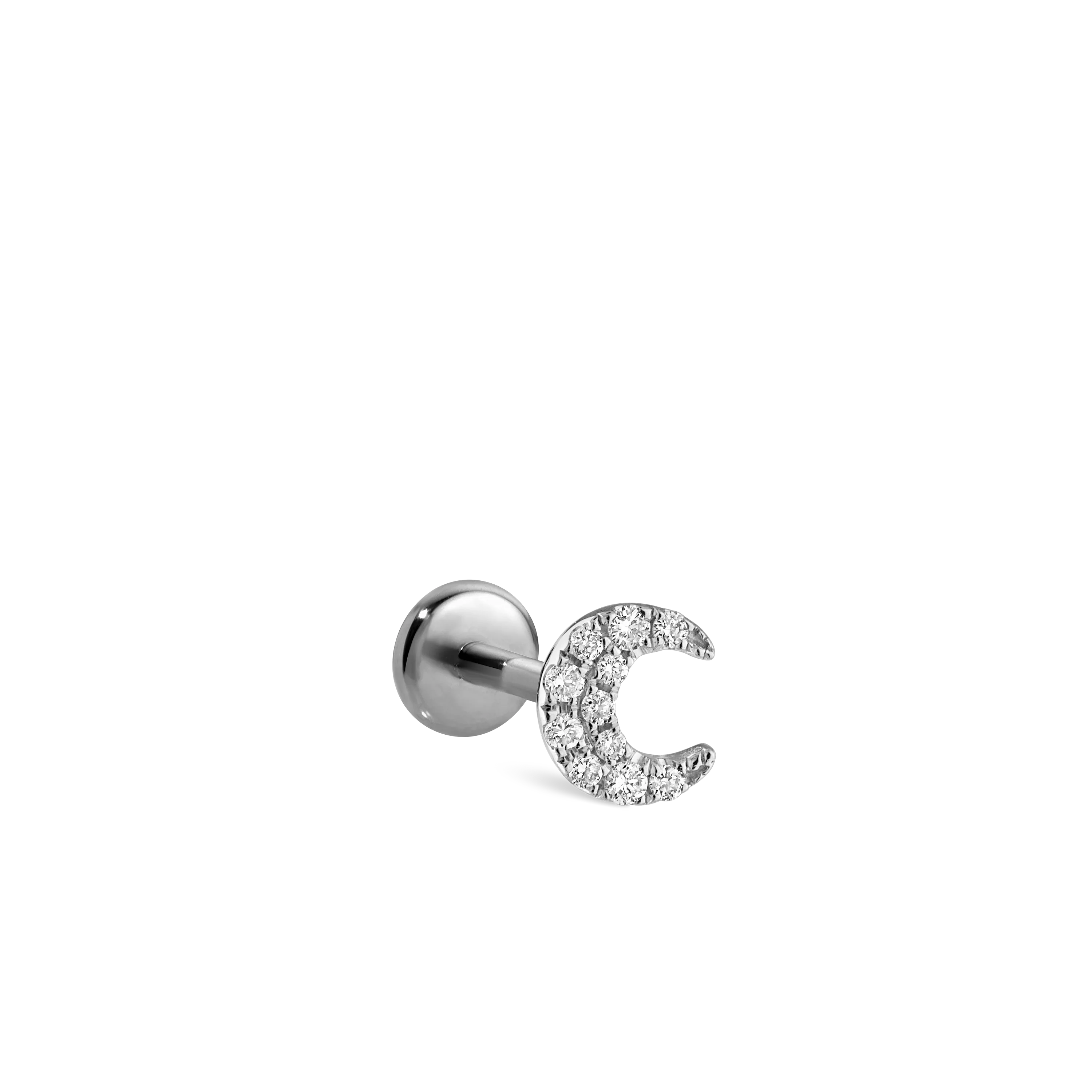Diamond Moon Threaded Stud Earring With Titanium Backing - Image 3