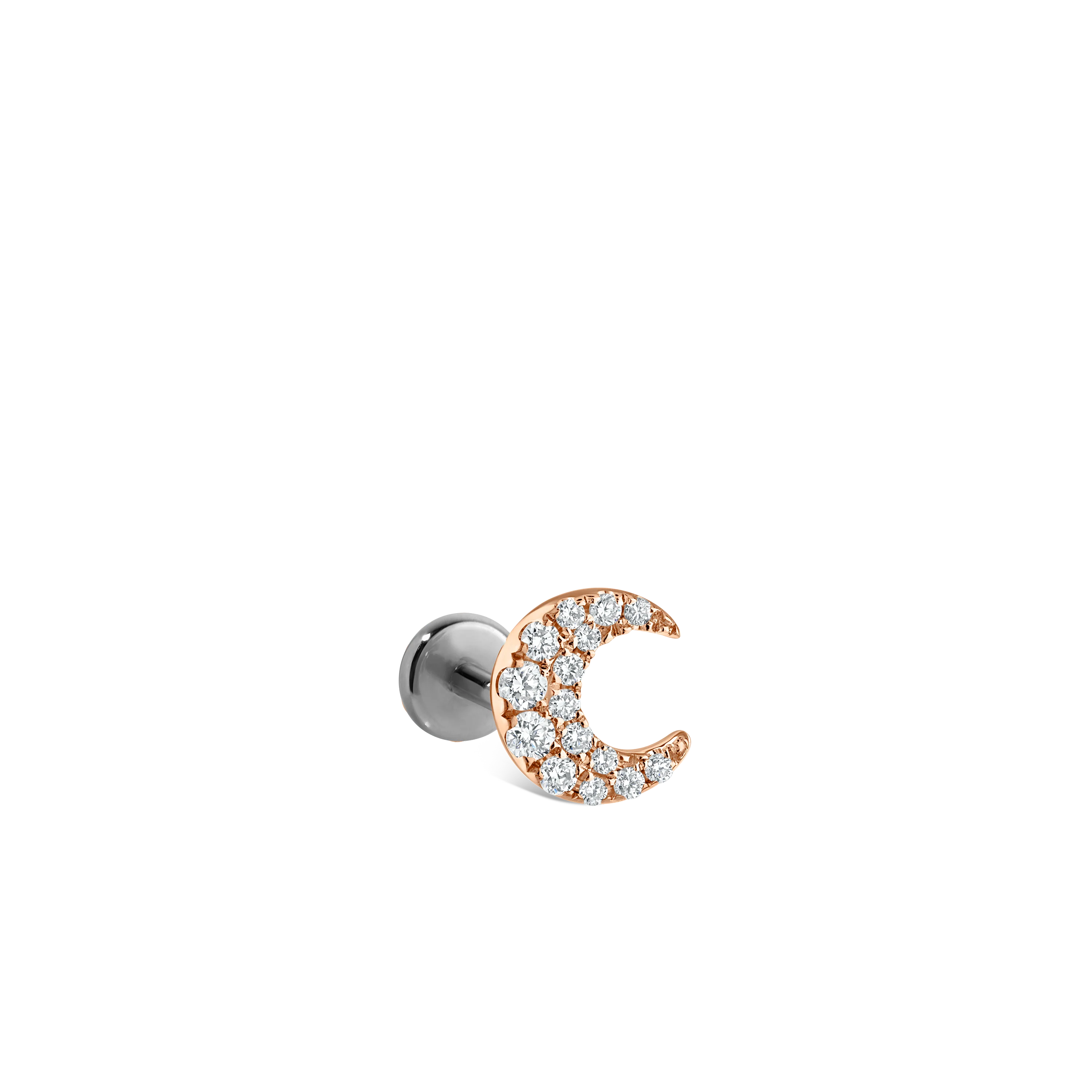 Diamond Moon Threaded Stud Earring With Titanium Backing - Image 4