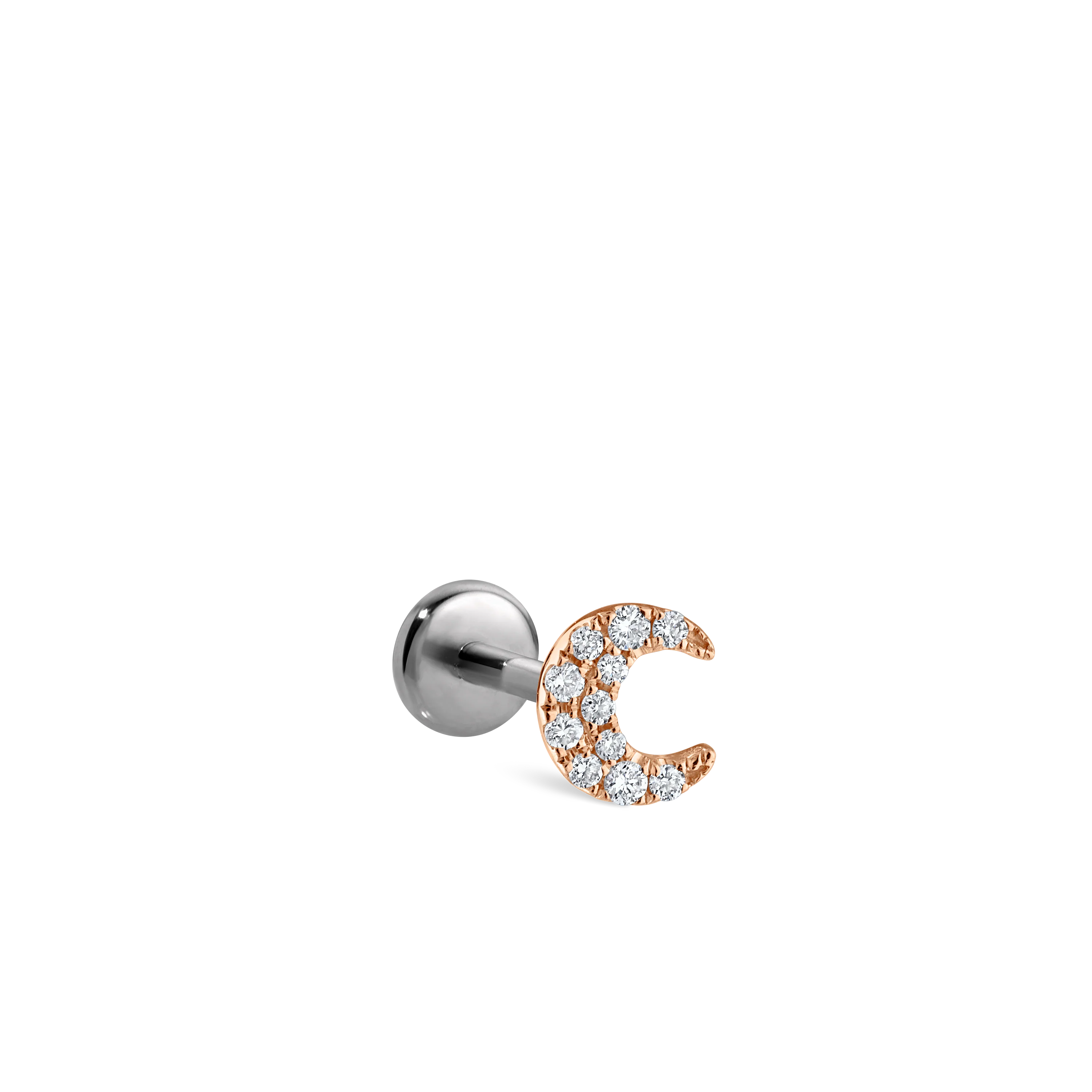 Diamond Moon Threaded Stud Earring With Titanium Backing - Image 5