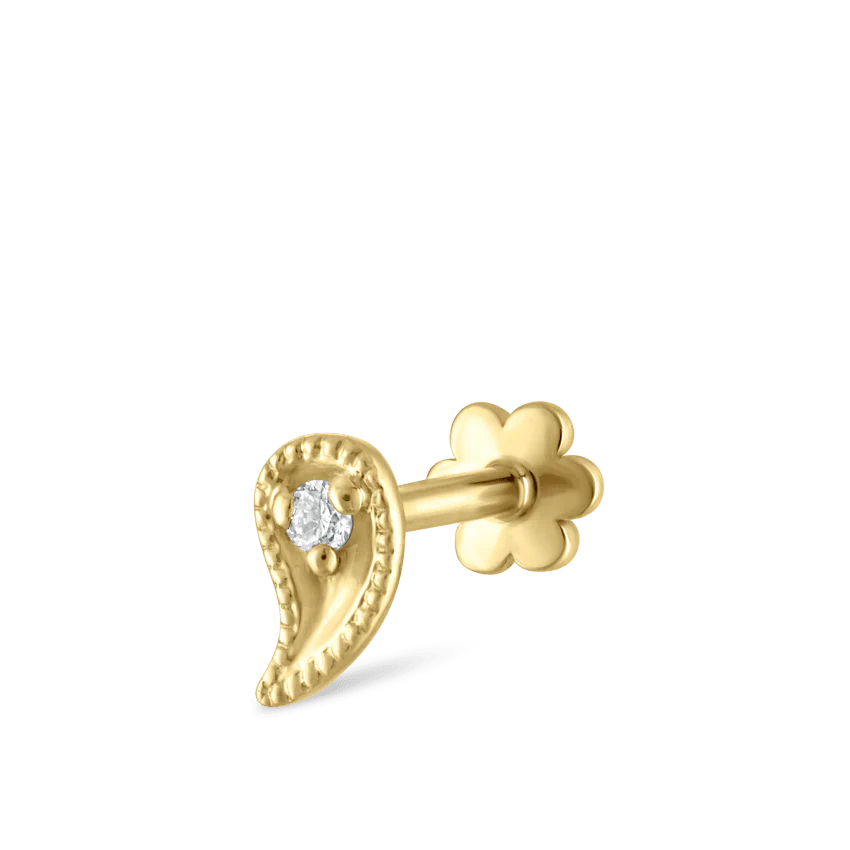 Diamond Paisley Threaded Stud Earring - Image 12