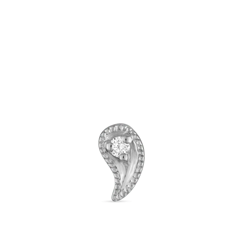 Diamond Paisley Threaded Stud Earring - Image 8