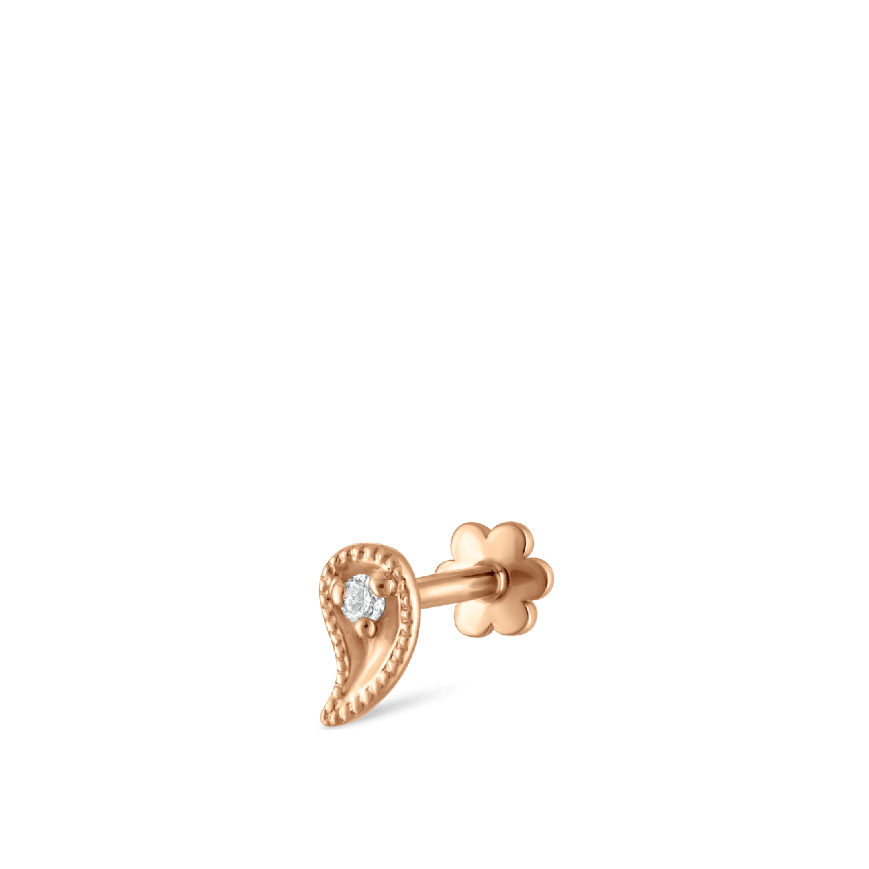 Diamond Paisley Threaded Stud Earring With Titanium Backing - Image 23