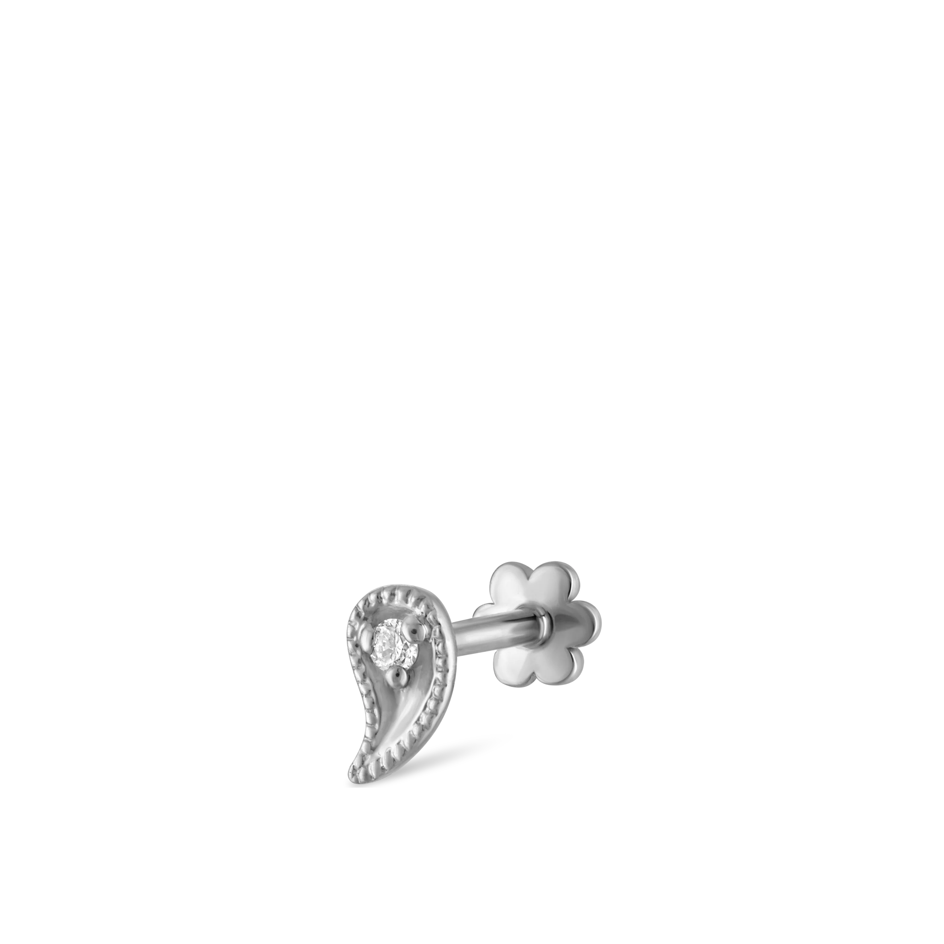 Diamond Paisley Threaded Stud Earring With Titanium Backing - Image 25