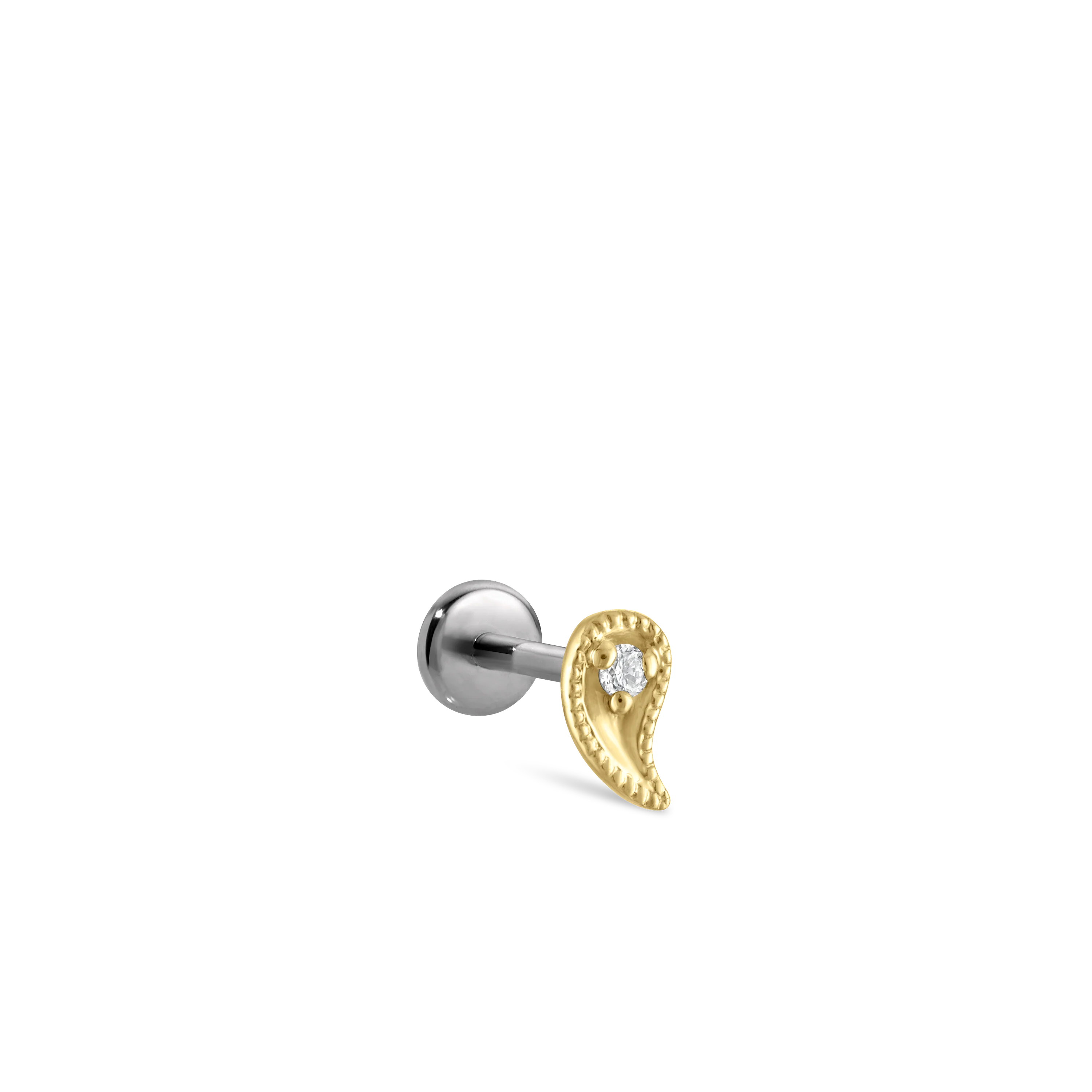 Diamond Paisley Threaded Stud Earring With Titanium Backing - Image 28
