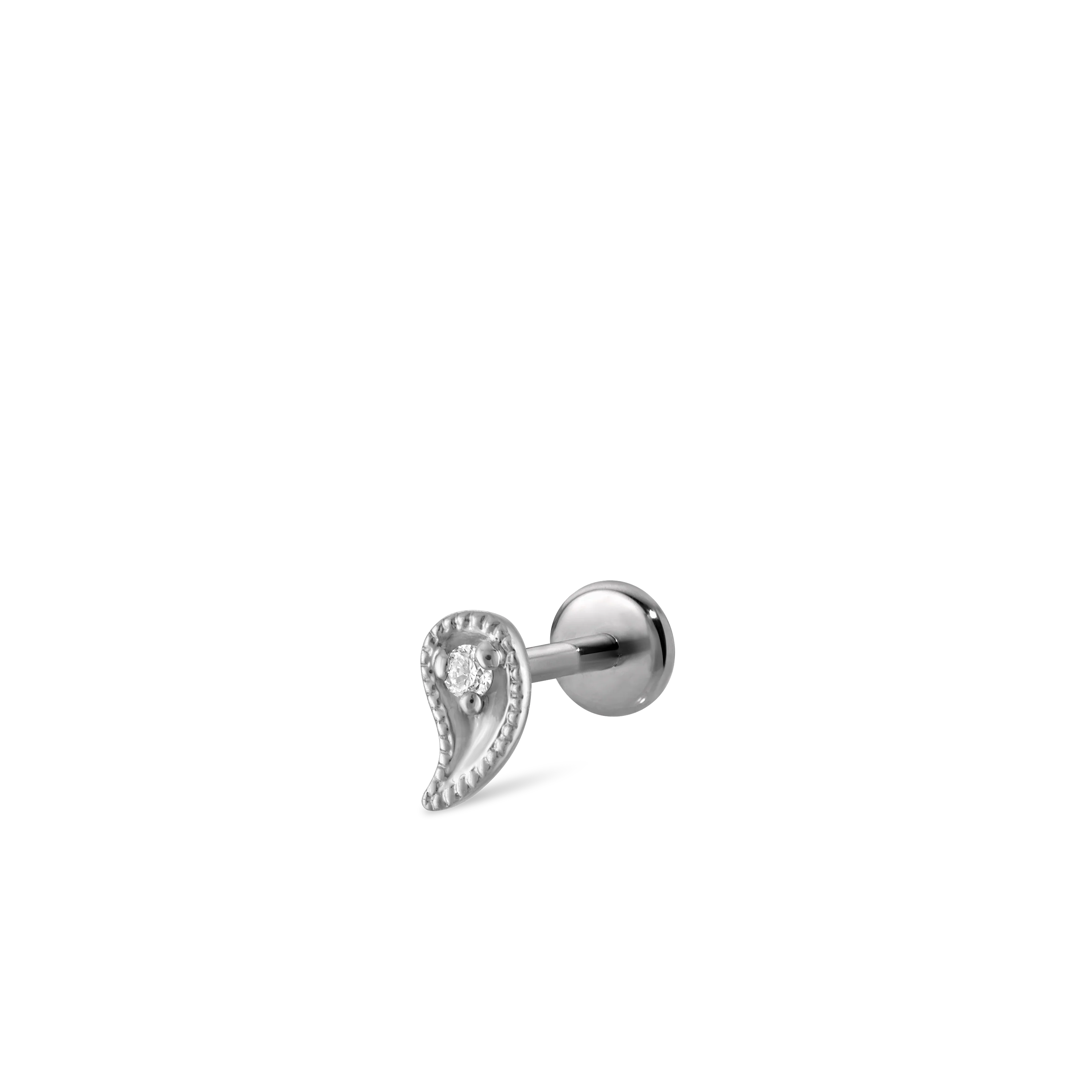 Diamond Paisley Threaded Stud Earring With Titanium Backing - Image 31