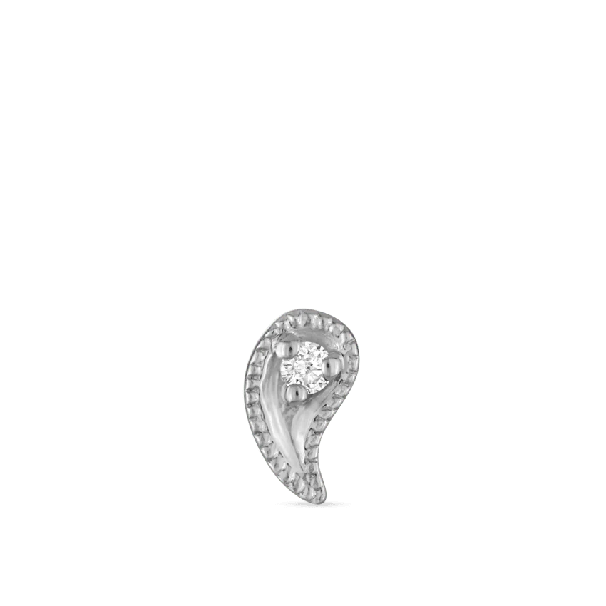 Diamond Paisley Threaded Stud Earring With Titanium Backing - Image 4