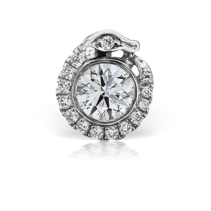 Diamond Pavé Ouroboros Threaded Stud Earring - Image 3