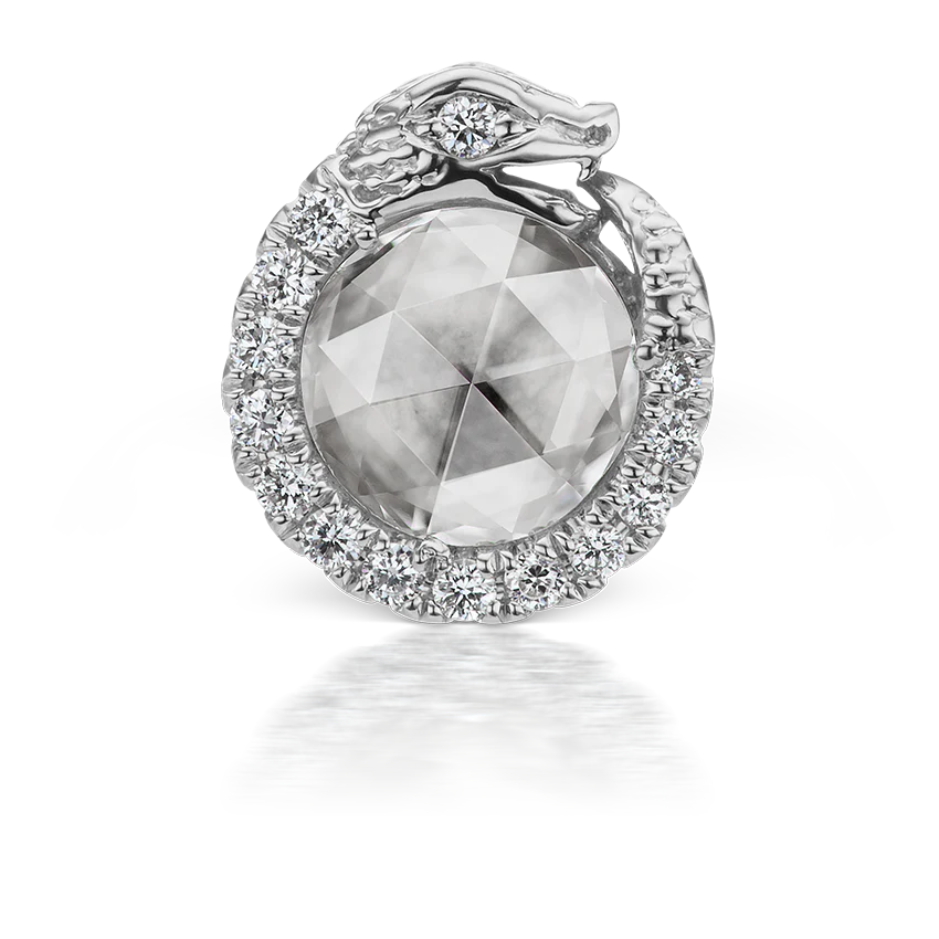 Diamond Pavé Ouroboros Threaded Stud Earring - Image 5