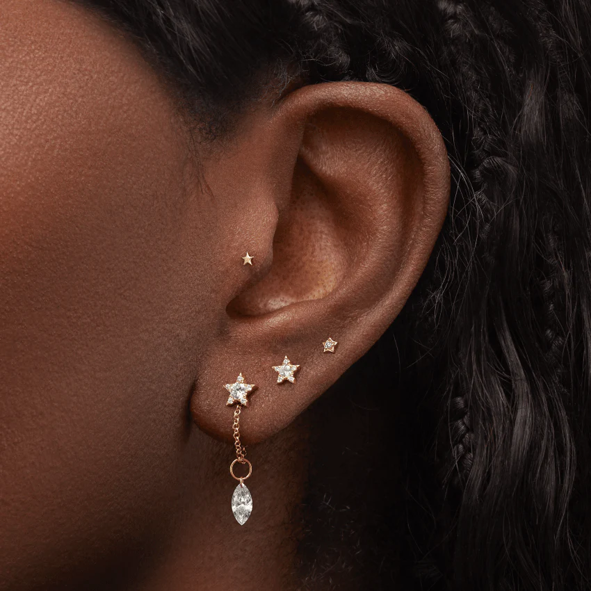 Diamond Solitaire Star Stud Earring - Image 4