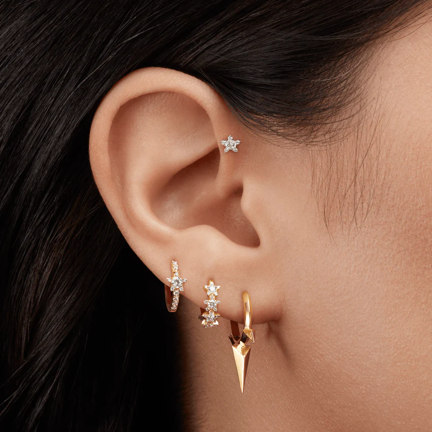 Diamond Star Threaded Stud Earring - Image 4