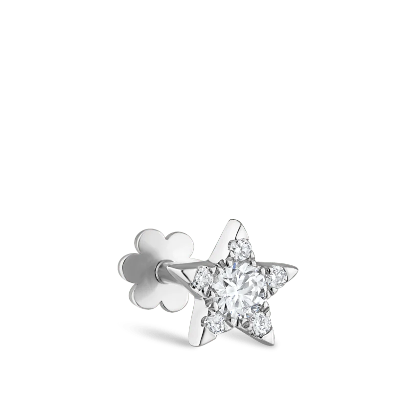Diamond Star Threaded Stud Earring With Titanium Backing