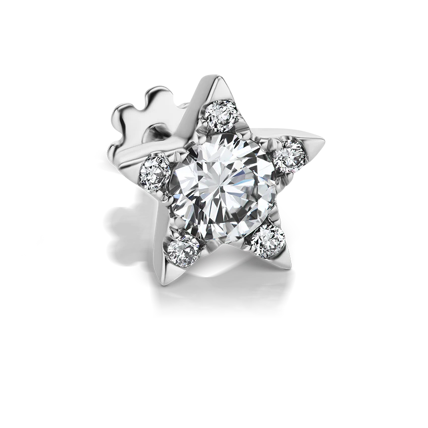 Diamond Star Threaded Stud Earring With Titanium Backing - Image 12