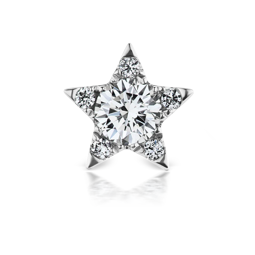 Diamond Star Threaded Stud Earring With Titanium Backing - Image 13