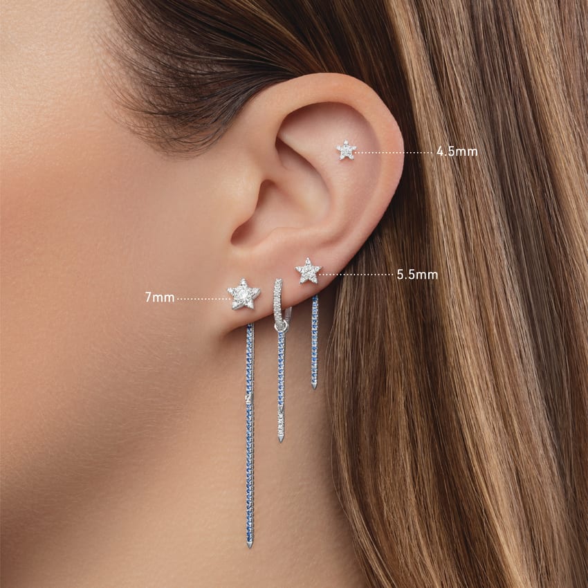 Diamond Star Threaded Stud Earring With Titanium Backing - Image 14